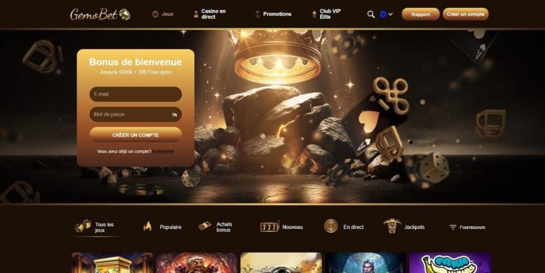 Gemobet Casino page accueil